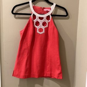 Lilly Pulitzer Top Size 4 Coral and White